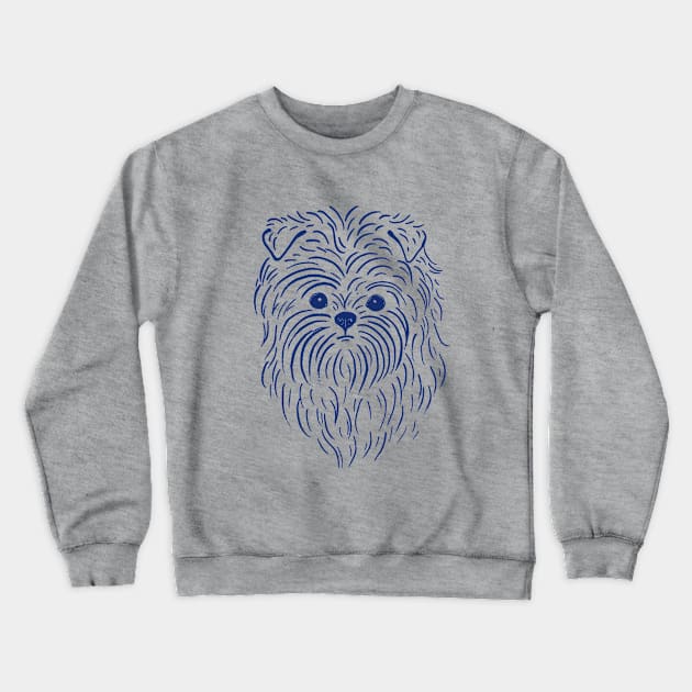 Affenpinscher (Blue and Navy) Crewneck Sweatshirt by illucalliart